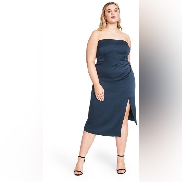 Cushnie Target Blue Strapless Sheath Dress Cocktail Formal Party Sleek 18W - Picture 1 of 10